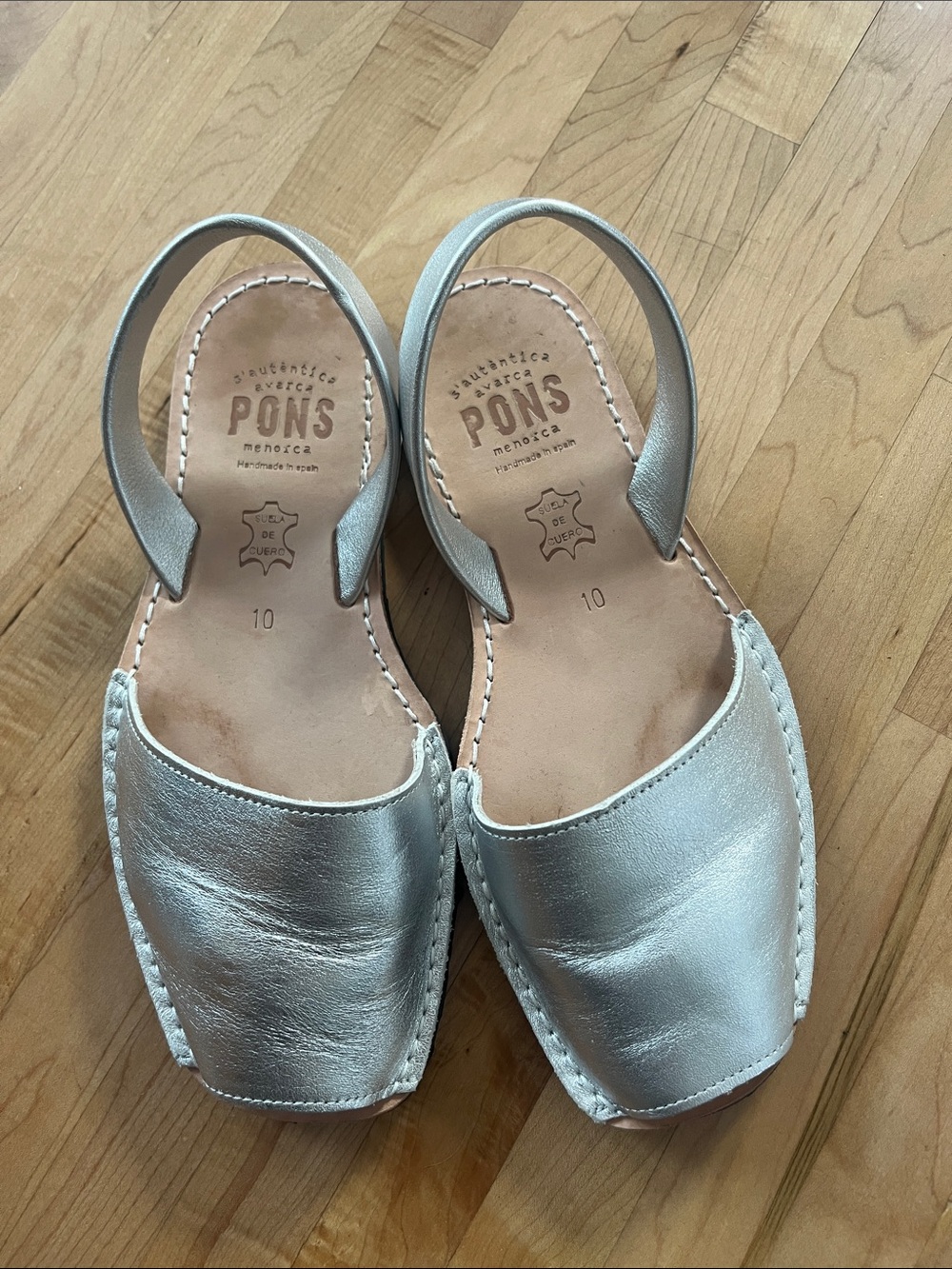 Pons Silver Leather Slingback Avarca Sandals for Women